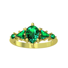 Issey 5 Taş Yüzük - Yeşil kuvars 14 ayar altın yüzük #176l4ui