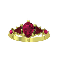 Issey 5 Taş Yüzük - Rodolit garnet ve kök yakut 18 ayar altın yüzük #176malp