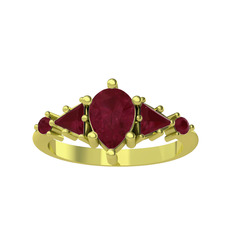 Kök yakut 925 ayar altın kaplama gümüş yüzük