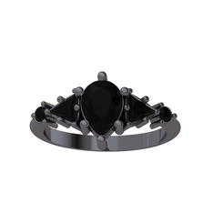 Issey 5 Taş Yüzük - Siyah zirkon 925 ayar siyah rodyum kaplama gümüş yüzük #1d7ru9u