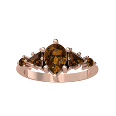 Dumanlı kuvars 925 ayar rose altın kaplama gümüş yüzük