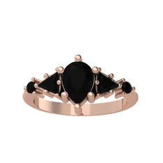 Siyah zirkon 925 ayar rose altın kaplama gümüş yüzük