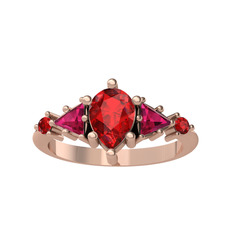 Issey 5 Taş Yüzük - Garnet ve rodolit garnet 8 ayar rose altın yüzük #1jzktcr