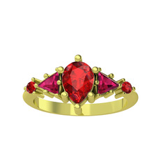 Issey 5 Taş Yüzük - Garnet ve rodolit garnet 18 ayar altın yüzük #1lc3vya