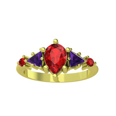 Garnet ve ametist 925 ayar altın kaplama gümüş yüzük