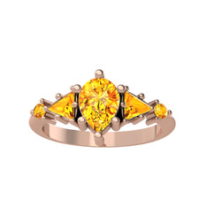 Issey 5 Taş Yüzük - Sitrin 8 ayar rose altın yüzük #1pdj9pe