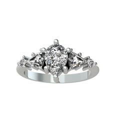 Issey 5 Taş Yüzük - Swarovski ve beyaz zirkon 14 ayar beyaz altın yüzük #1qi9fhv