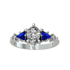Swarovski ve lab safir 925 ayar gümüş yüzük