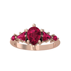 Rodolit garnet 18 ayar rose altın yüzük