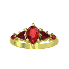 Issey 5 Taş Yüzük - Garnet ve kök yakut 925 ayar altın kaplama gümüş yüzük #2ni85p