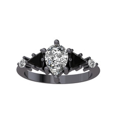 Issey 5 Taş Yüzük - Swarovski ve siyah zirkon 925 ayar siyah rodyum kaplama gümüş yüzük #5nvbe6