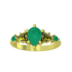 Issey 5 Taş Yüzük - Kök zümrüt ve peridot 18 ayar altın yüzük #762ilv