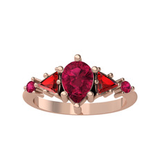 Issey 5 Taş Yüzük - Rodolit garnet ve garnet 8 ayar rose altın yüzük #abnoik