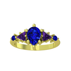 Lab safir ve ametist 8 ayar altın yüzük