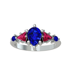 Lab safir ve rodolit garnet 8 ayar beyaz altın yüzük