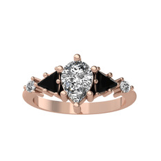 Swarovski ve siyah zirkon 14 ayar rose altın yüzük