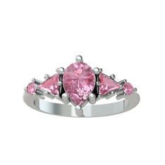 Issey 5 Taş Yüzük - Pembe kuvars 925 ayar gümüş yüzük #j5h0kt
