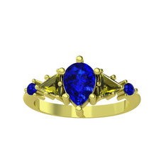 Issey 5 Taş Yüzük - Lab safir ve peridot 18 ayar altın yüzük #j9gqss