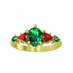 Issey 5 Taş Yüzük - Yeşil kuvars ve garnet 925 ayar altın kaplama gümüş yüzük #kk85lx