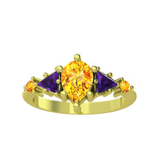 Sitrin ve ametist 8 ayar altın yüzük