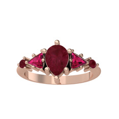 Issey 5 Taş Yüzük - Kök yakut ve rodolit garnet 8 ayar rose altın yüzük #u6bxfb