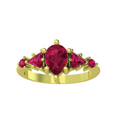 Issey 5 Taş Yüzük - Rodolit garnet 14 ayar altın yüzük #vakkhk