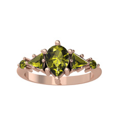 Issey 5 Taş Yüzük - Peridot 925 ayar rose altın kaplama gümüş yüzük #vm8xjh