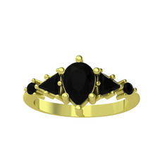 Issey 5 Taş Yüzük - Siyah zirkon 14 ayar altın yüzük #vyiigk