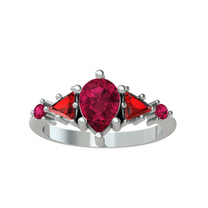 Rodolit garnet ve garnet 8 ayar beyaz altın yüzük