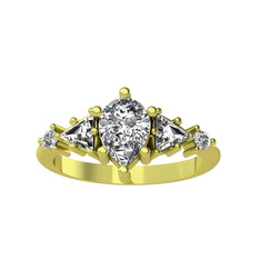Issey 5 Taş Yüzük - Swarovski ve beyaz zirkon 14 ayar altın yüzük #xdpmvd