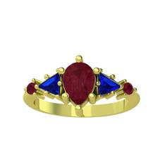 Issey 5 Taş Yüzük - Kök yakut ve lab safir 8 ayar altın yüzük #y1huod