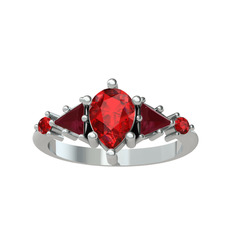 Issey 5 Taş Yüzük - Garnet ve kök yakut 925 ayar gümüş yüzük #z3wme3