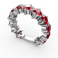 Garnet 8 ayar beyaz altın yüzük