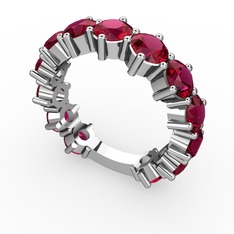 Rodolit garnet 14 ayar beyaz altın yüzük