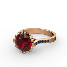 Serene Tektaş Yüzük - Garnet ve lab safir 8 ayar rose altın yüzük #10nim3s