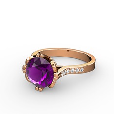 Serene Tektaş Yüzük - Ametist ve swarovski 8 ayar rose altın yüzük #11qcllv