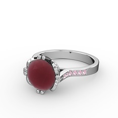 Serene Tektaş Yüzük - Kök yakut ve pembe kuvars 925 ayar gümüş yüzük #12gd752