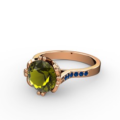 Peridot ve lab safir 925 ayar rose altın kaplama gümüş yüzük