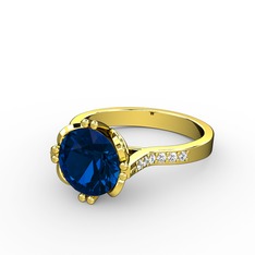 Serene Tektaş Yüzük - Lab safir ve beyaz zirkon 8 ayar altın yüzük #138g47z