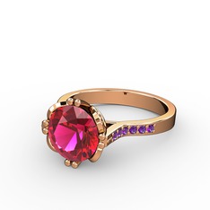 Rodolit garnet ve ametist 8 ayar rose altın yüzük