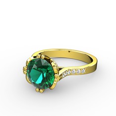 Serene Tektaş Yüzük - Yeşil kuvars ve swarovski 14 ayar altın yüzük #1bv1r4a