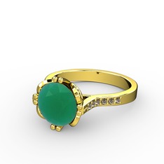 Serene Tektaş Yüzük - Kök zümrüt ve dumanlı kuvars 14 ayar altın yüzük #1dixcn7