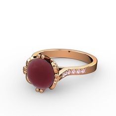 Serene Tektaş Yüzük - Kök yakut ve pembe kuvars 18 ayar rose altın yüzük #1ewum6l