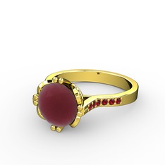 Kök yakut ve garnet 14 ayar altın yüzük
