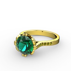 Serene Tektaş Yüzük - Yeşil kuvars ve peridot 8 ayar altın yüzük #1fjmj32