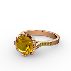 Serene Tektaş Yüzük - Sitrin ve peridot 8 ayar rose altın yüzük #1fk2pqg