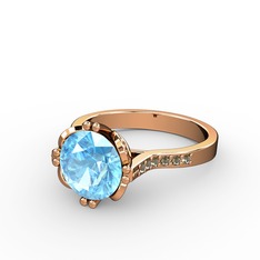 Akuamarin ve dumanlı kuvars 925 ayar rose altın kaplama gümüş yüzük