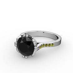 Serene Tektaş Yüzük - Siyah zirkon ve peridot 925 ayar gümüş yüzük #1iktdqe