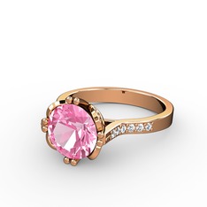 Serene Tektaş Yüzük - Pembe kuvars ve swarovski 14 ayar rose altın yüzük #1j8lkkw