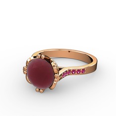 Serene Tektaş Yüzük - Kök yakut ve rodolit garnet 8 ayar rose altın yüzük #1kjia7n